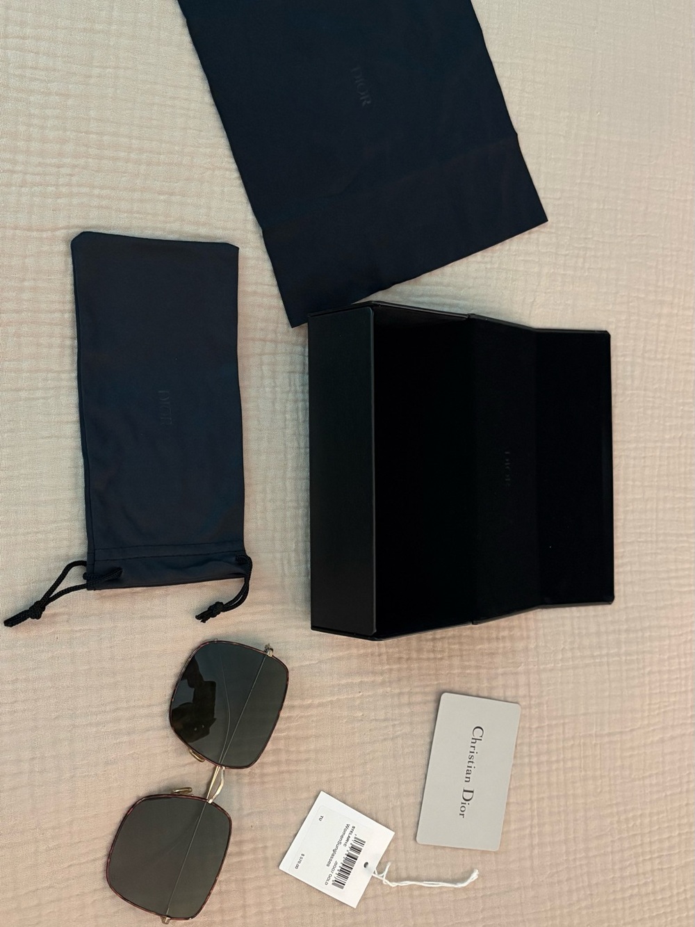 Dior Square Metal-Frame Sunglasses in Black and Gold